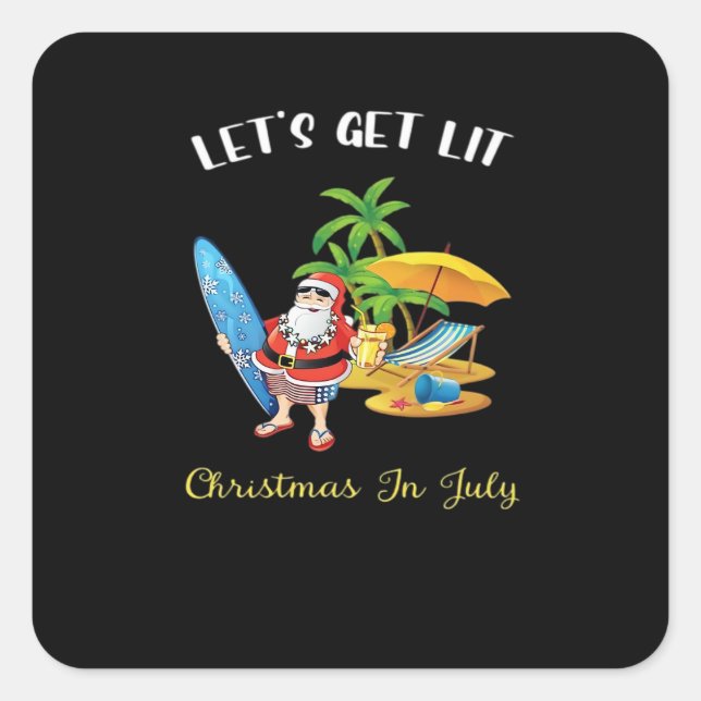Let's Get Lit Christmas Essential Square Sticker (Front)