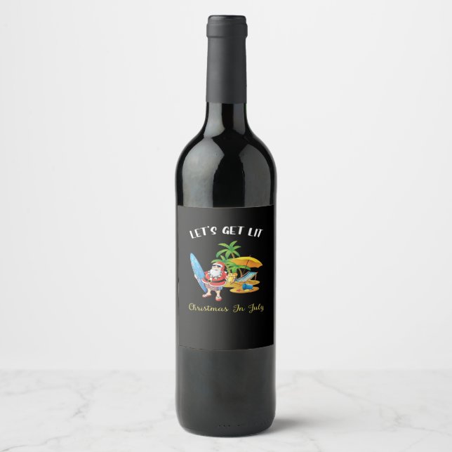 Let's Get Lit Christmas Essential Wine Label (Front)