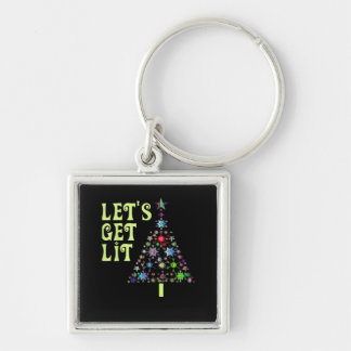 Let's Get Lit Christmas Funny Design Key Ring