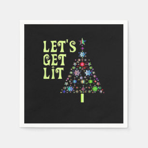 Let's Get Lit Christmas Funny Design Napkin