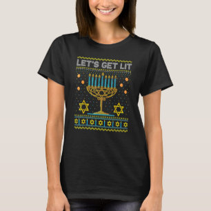 Let's Get Lit Christmas Hanukkah Jewish Sweater
