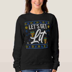 Let's Get Lit Christmas Hanukkah Menorah Jewish Ch Sweatshirt