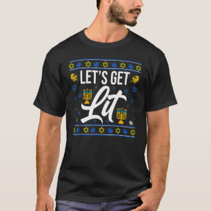 Let's Get Lit Christmas Hanukkah Menorah Jewish Ch T-Shirt