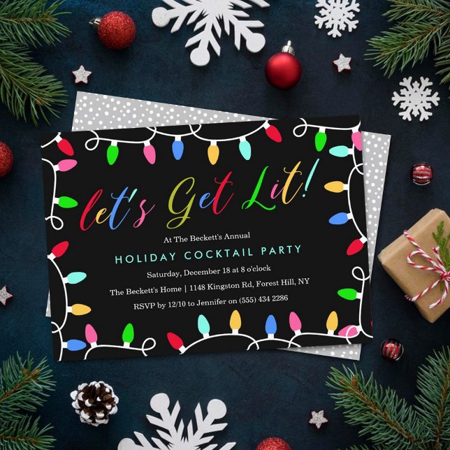 Let's Get Lit | Christmas Holiday Cocktail Party Invitation (Creator Uploaded)