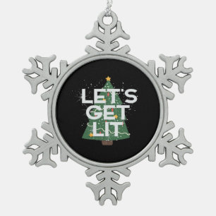 Let's Get Lit - Christmas Idea Essential Snowflake Pewter Christmas Ornament