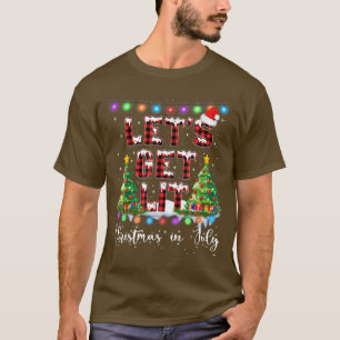 Let's Get Lit Christmas In July Shirt Santa Hat Xm