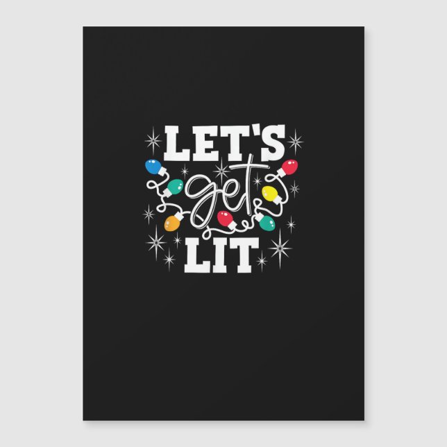 Let's Get Lit Christmas Lights Funny Retro (Front)