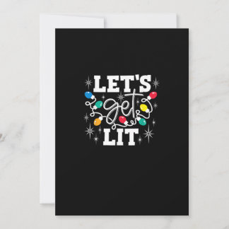 Let's Get Lit Christmas Lights Funny Retro Holiday Card