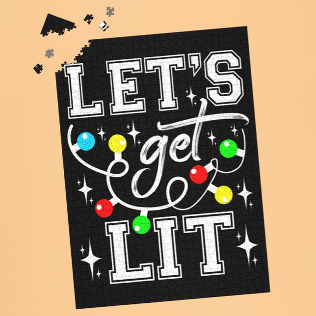 Let's Get Lit Christmas Party Funny - Xmas Light Jigsaw Puzzle (Creator Uploaded)
