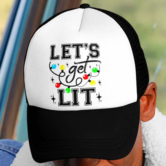 Let's Get Lit Christmas Party Funny - Xmas Light Trucker Hat (Creator Uploaded)