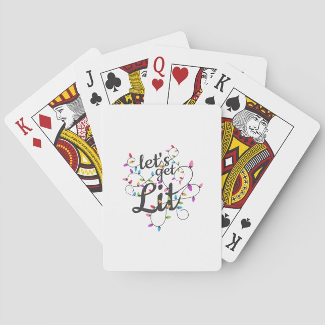Let's Get Lit Christmas Top Casual Christmas Light Playing Cards (Back)