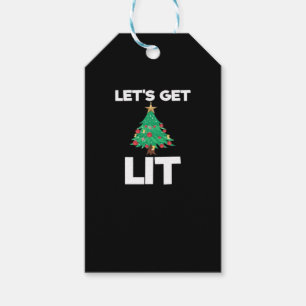 Let's Get Lit Christmas Tree Holiday Drinking Gift Tags