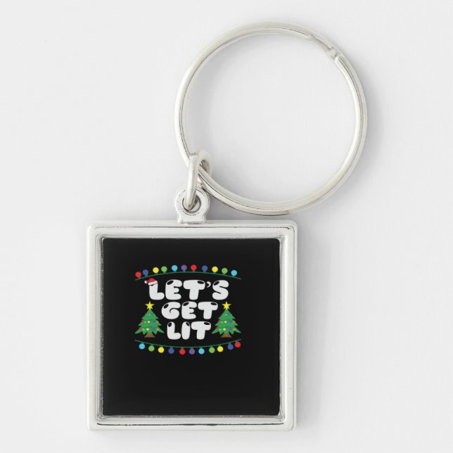 Let's Get Lit Christmas Tree Jingle Bells  Key Ring (Front)