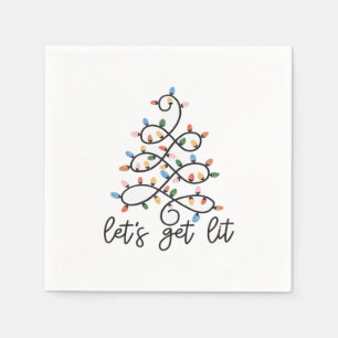 Let's Get Lit Christmas Tree Lights Classic Napkin