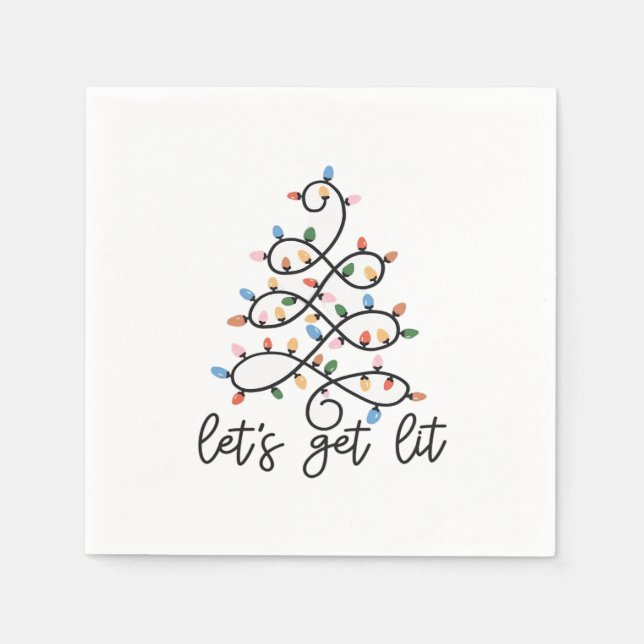 Let's Get Lit Christmas Tree Lights Classic Napkin (Front)