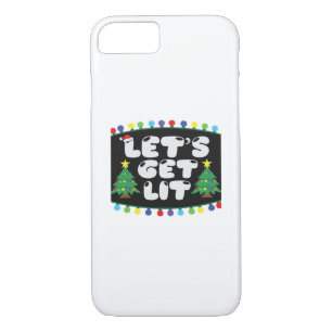Let's Get Lit Christmas Tree Merry Funny Jokes Sat Case-Mate iPhone Case