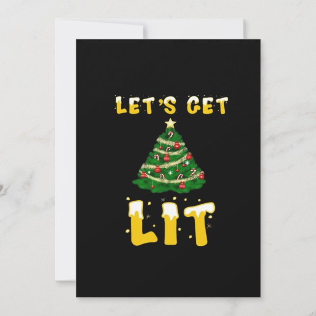 Let's Get Lit Classic Creative Unique Holiday Card (Front)