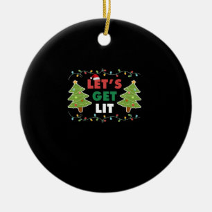 Let's Get Lit Classic Retro Graphic Ceramic Tree Decoration