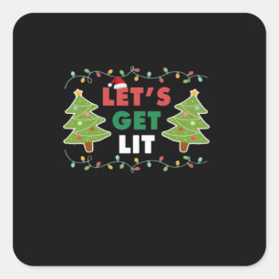 Let's Get Lit Classic Retro Graphic Square Sticker
