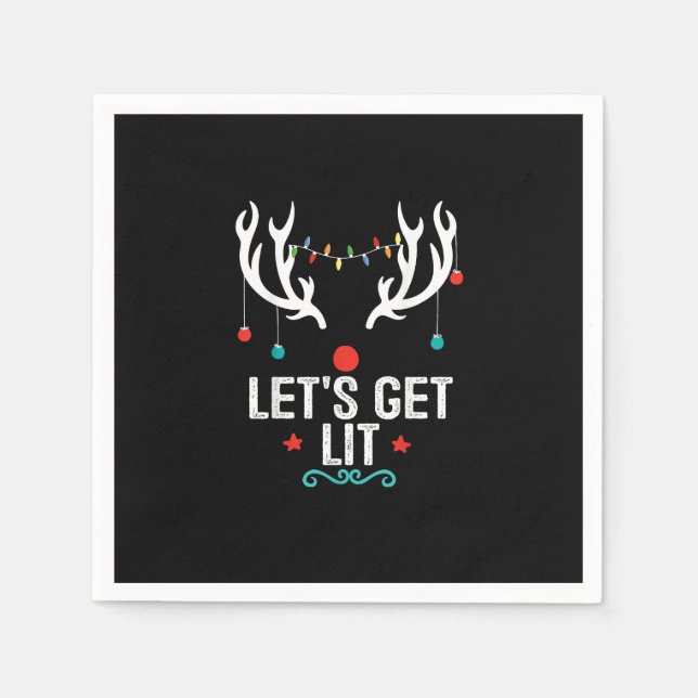 Let's Get Lit Cool Christmas Napkin (Front)