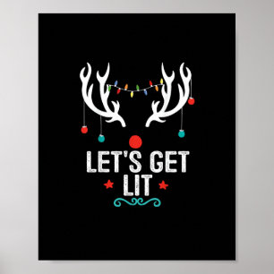 Let's Get Lit Cool Christmas Poster