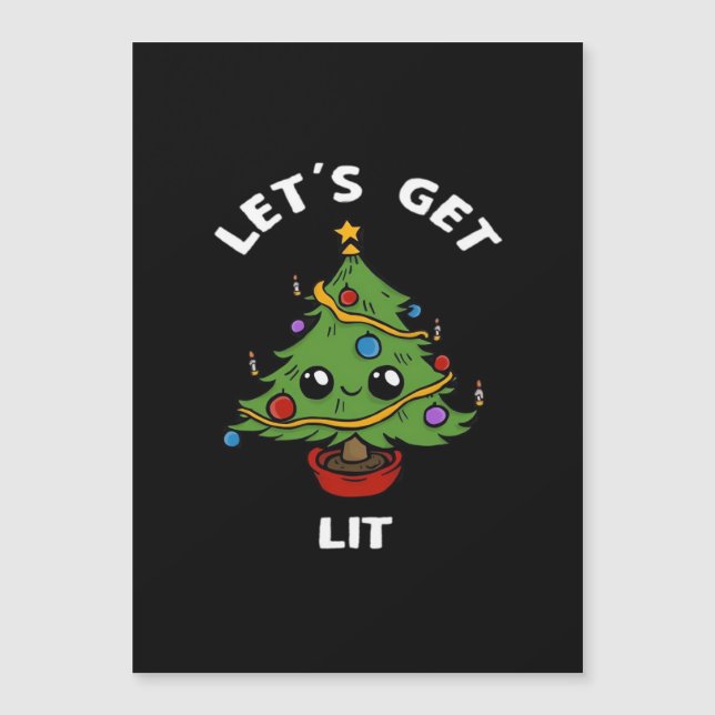 Let's Get Lit - Cute Funny Christmas Tree Design C (Front)