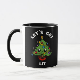 Let's Get Lit - Cute Funny Christmas Tree Design C Mug