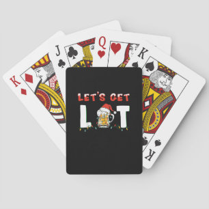 Let's Get Lit Drinking Beer Santa Hat Christmas Li Playing Cards