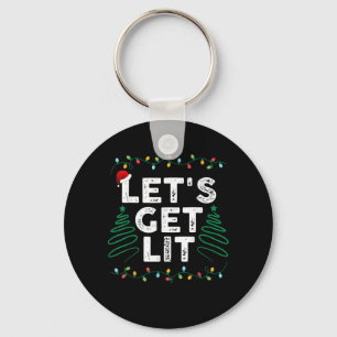 Let's Get Lit Drinking Funny Christmas Gift Key Ring