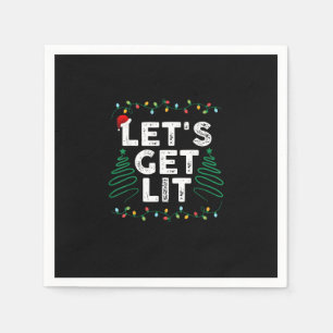 Let's Get Lit Drinking Funny Christmas Gift Napkin