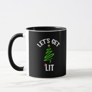 Let's Get Lit Drinking Funny Christmas Mug