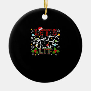 Let's Get Lit Drinking Santa Christmas Lights Ceramic Tree Decoration