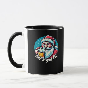 Let's Get Lit Drinking Santa Classic Mug