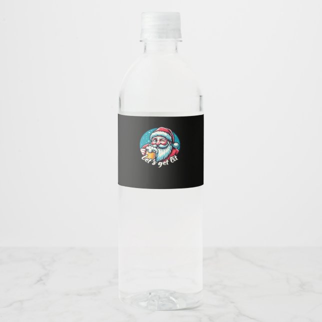 Let's Get Lit Drinking Santa Classic Water Bottle Label (Front)