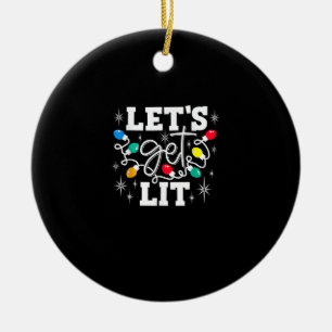 Let's Get Lit Drinking Santa Hat Christmas Lights  Ceramic Tree Decoration