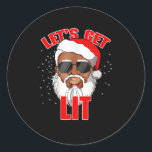 Let's Get Lit Drinking Santa Hat Christmas Lights  Classic Round Sticker<br><div class="desc">Let's Get Lit Drinking Santa Hat Christmas Lights Funny: A funny Santa hat and lights design for holiday drinkers. Perfect for festive parties. Fun,  bold,  and seasonal.</div>