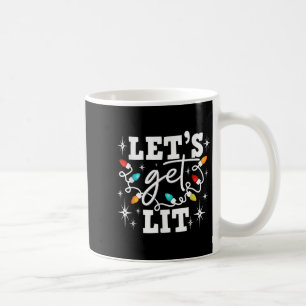 Let's Get Lit Drinking Santa Hat Christmas Lights  Coffee Mug