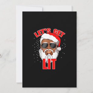 Let's Get Lit Drinking Santa Hat Christmas Lights  Holiday Card