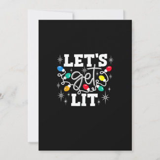 Let's Get Lit Drinking Santa Hat Christmas Lights  Holiday Card