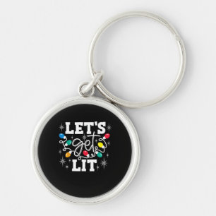 Let's Get Lit Drinking Santa Hat Christmas Lights Key Ring