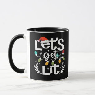 Let's Get Lit Drinking Santa Hat Christmas Lights Mug