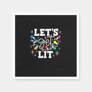 Let's Get Lit Drinking Santa Hat Christmas Lights  Napkin