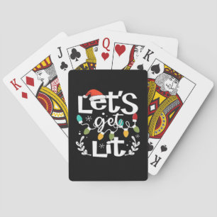 Let's Get Lit Drinking Santa Hat Christmas Lights  Playing Cards