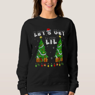 Let's Get Lit Drinking Santa Hat Christmas Lights Sweatshirt
