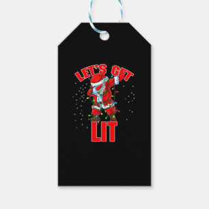 Let's Get Lit Drinking Santa Hat Dabbing Christmas Gift Tags