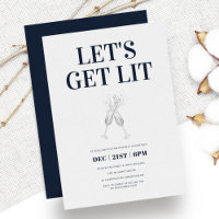 Let's Get Lit Elegant Blue Christmas Party