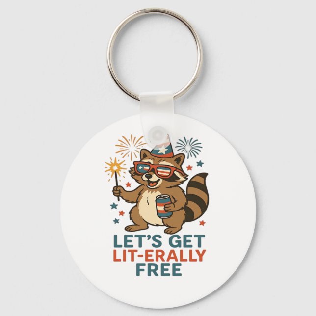 Let's Get Lit-erally Free Design - Fun Party Quote Key Ring (Front)
