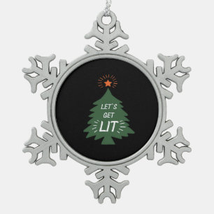 Let's Get Lit Essential Creative Casual Snowflake Pewter Christmas Ornament