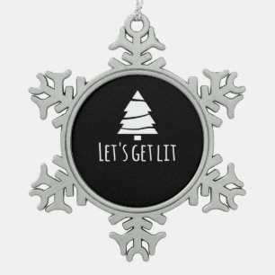 Let's Get Lit Essential Retro Style Snowflake Pewter Christmas Ornament