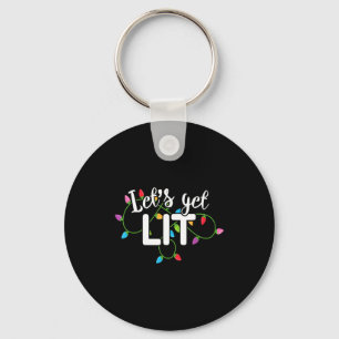 Lets Get Lit Funny Christmas Drinking Apparel Xma  Key Ring